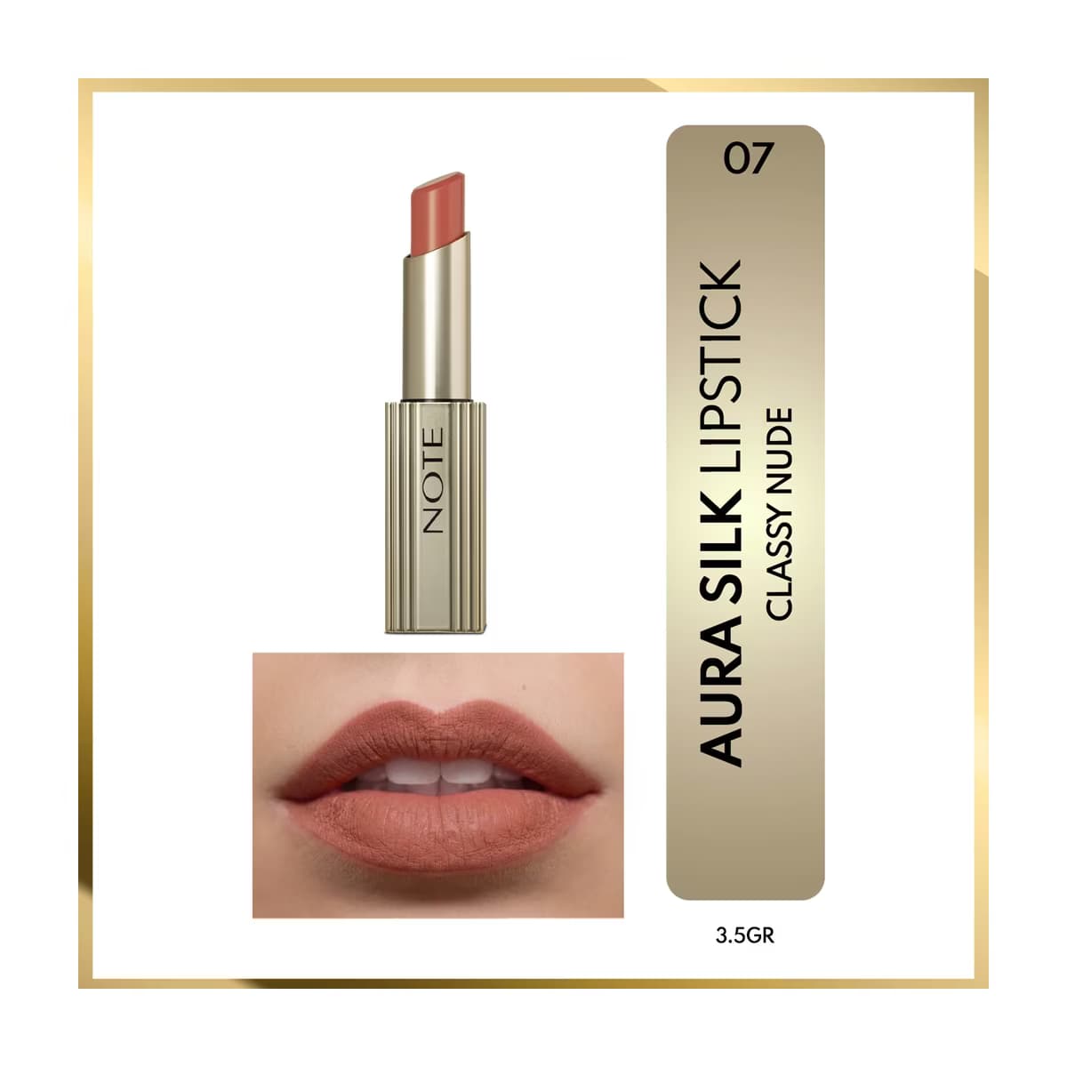 Note Aura Silk Lipstick 07 Classy Nude Kremsi Yarı Parlak Ruj Nude