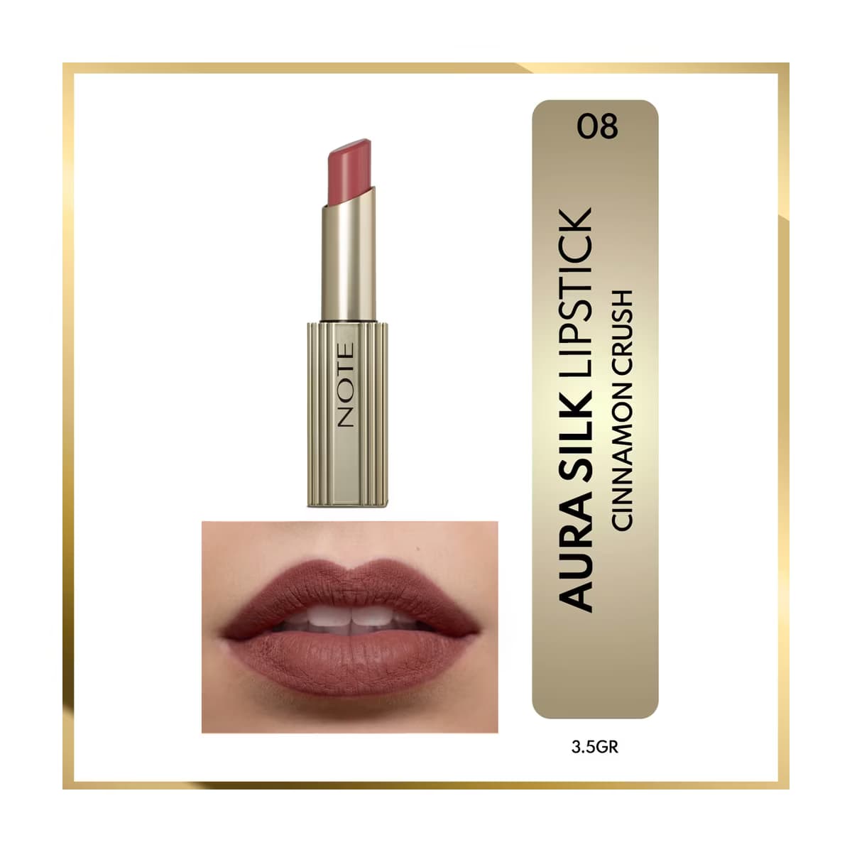 Note Aura Silk Lipstick 08 Cinnamon Crush Kremsi Yarı Parlak Ruj Kahverengi