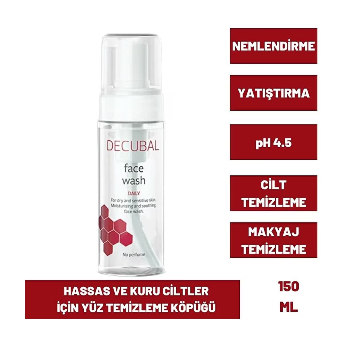 Decubal Face Wash Hassas ve Kuru Ciltler İçin Yüz Temizleme Köpüğü 150 ml - Gratis