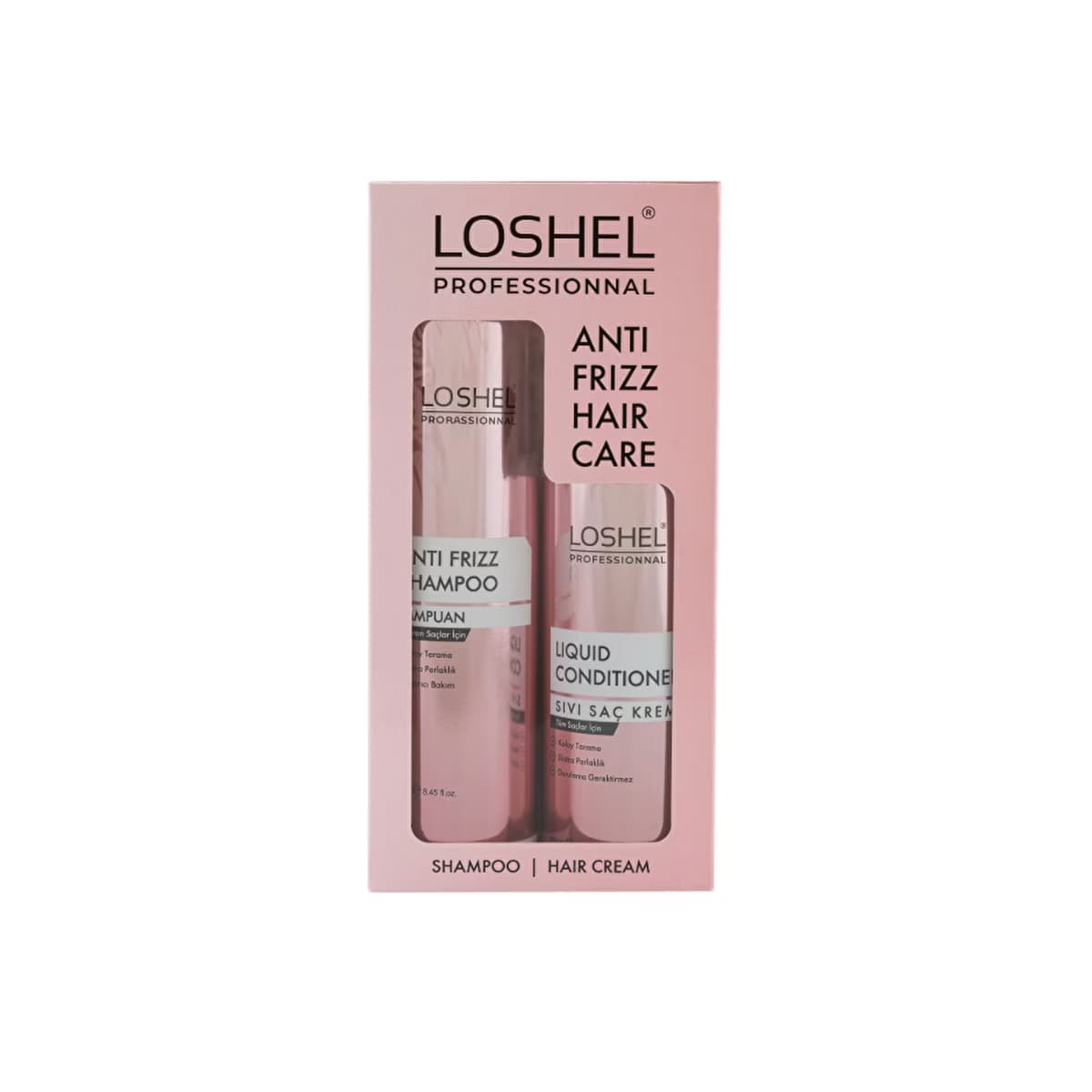 Loshel Anti Frizz Şampuan 250 ml + Sıvı Saç Kremi 200 ml - Gratis