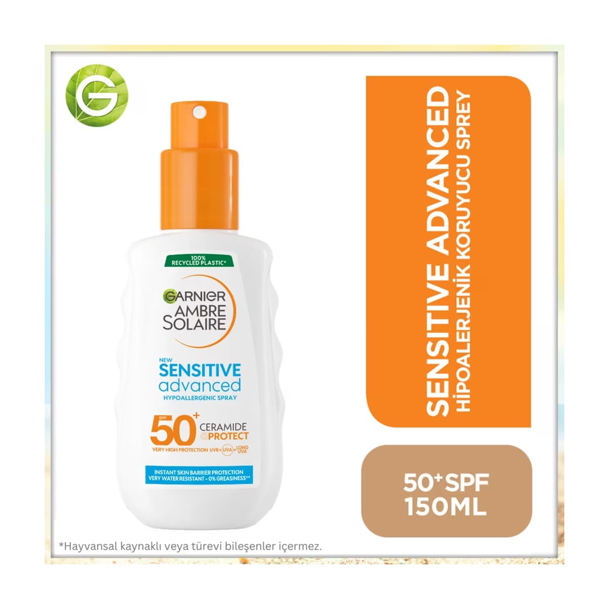 Garnier Ambre Solaire Sensitive Advanced Hipoalerjenik 50+SPF Güneş Koruyucu Sprey 150 ml - Gratis