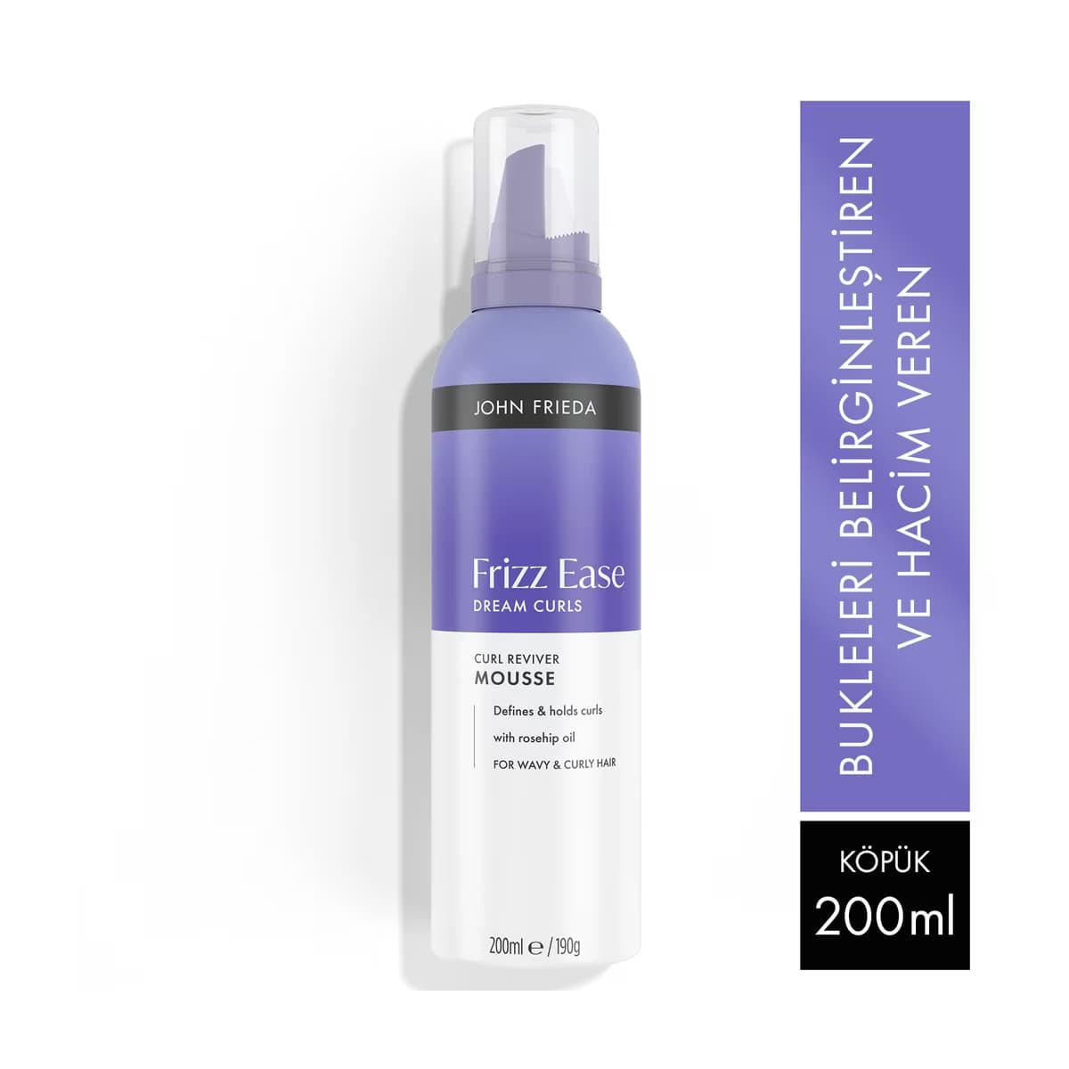 John Frieda Frizz Ease Dream Curls saç köpüğü 200 ml, ön yüz ve bukle belirginleştirme mesajı