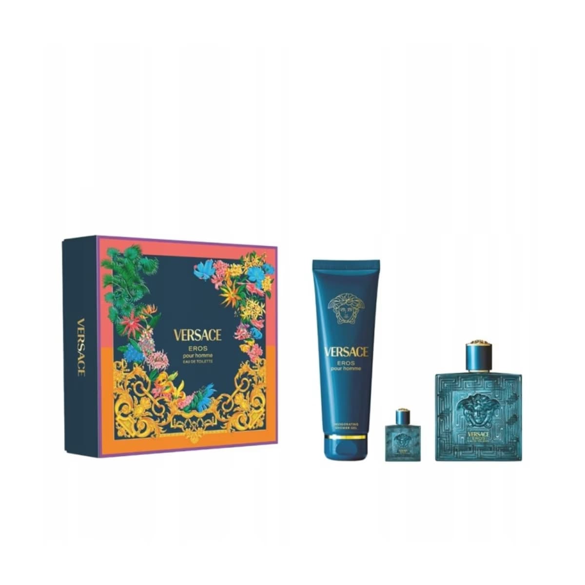 Versace Eros EDT Erkek Parfüm Seti (Parfüm 100 ml + 5 ml + Duş Jeli 150 ml)