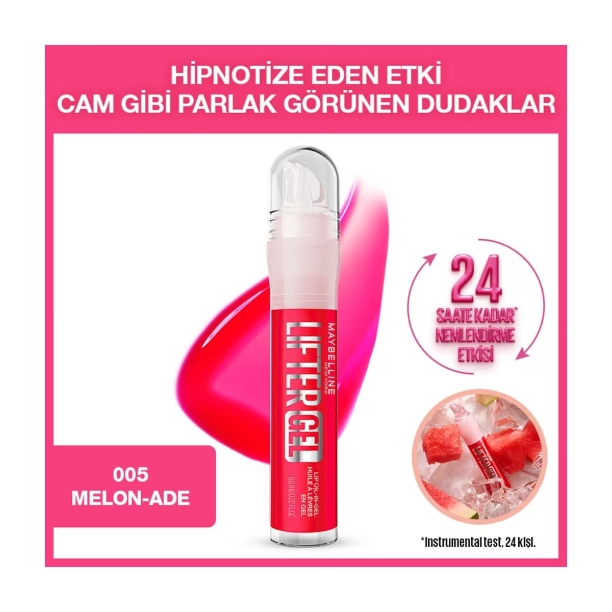 Maybelline New York Lifter Gel Ekstra Parlak ve Nemlendirici Dudak Parlatıcısı 005 Melon Ade