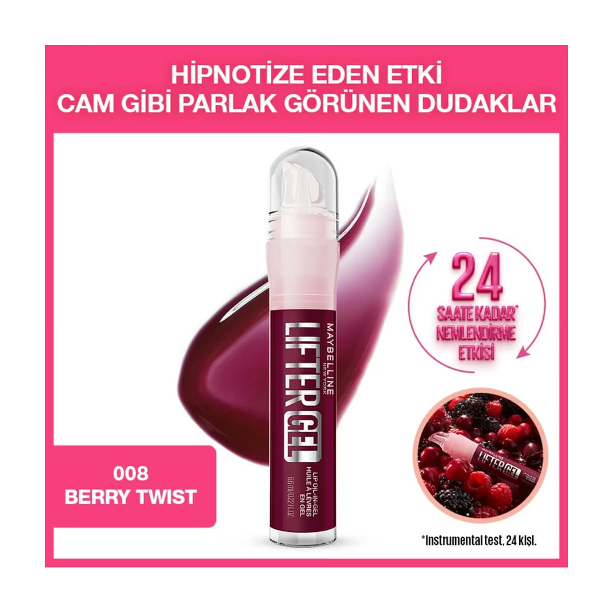 Maybelline New York Lifter Gel Ekstra Parlak ve Nemlendirici Dudak Parlatıcısı 008 Berry Twist
