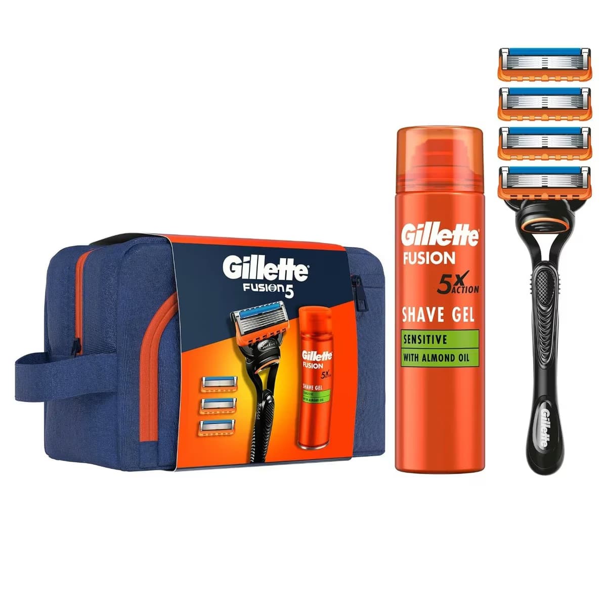 Gillette Fusion 5 Erkek Tıraş Makinesi + Fusion Jel 200 ml + Çanta