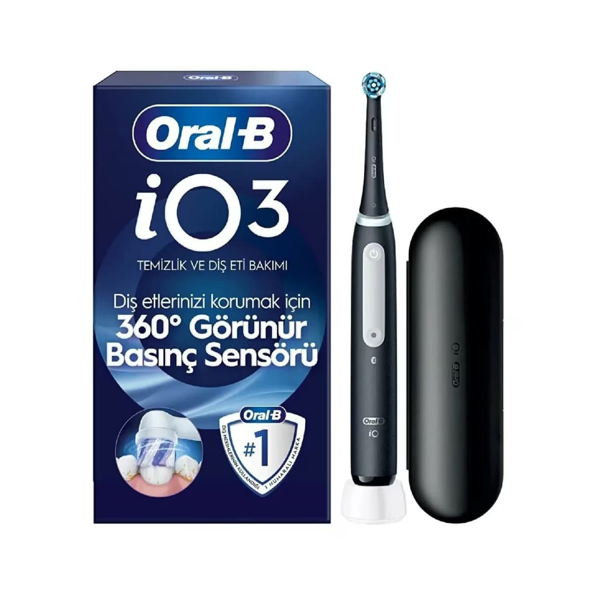 Oral-B iO3 Siyah Şarjlı/Elektrikli Diş Fırçası, 1 Fırça Başlığı