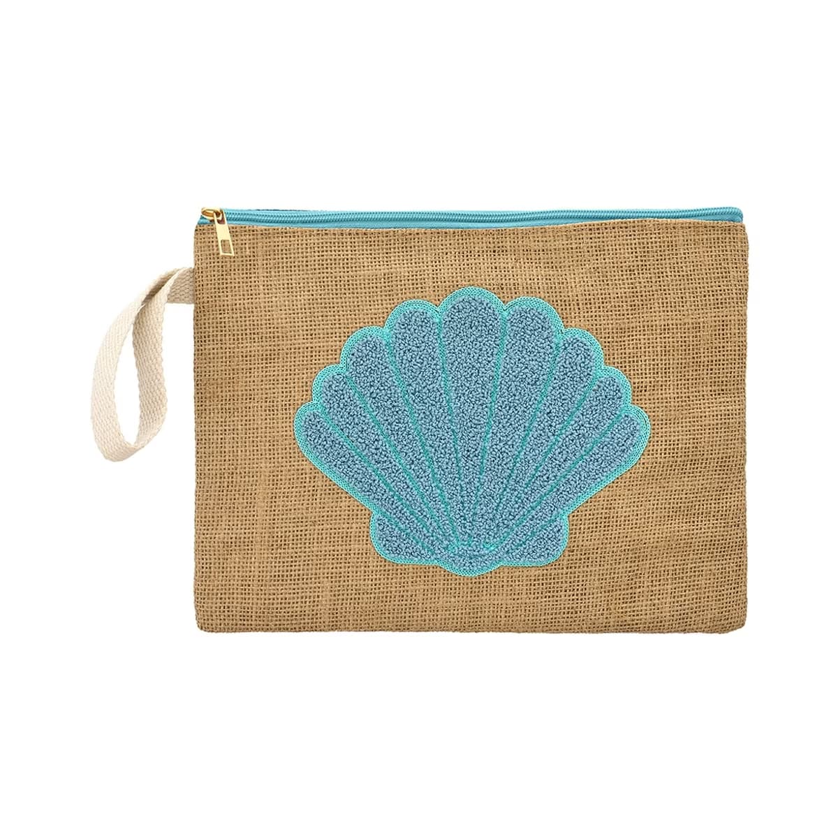 Eklips Deniz Kabuğu Nakışlı Jüt Clutch Çanta