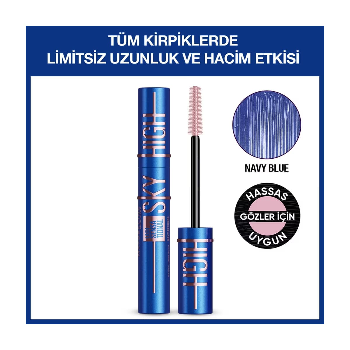 Maybelline New York Lash Sensational Sky High Maskara Navy Blue Mavi Maskara
