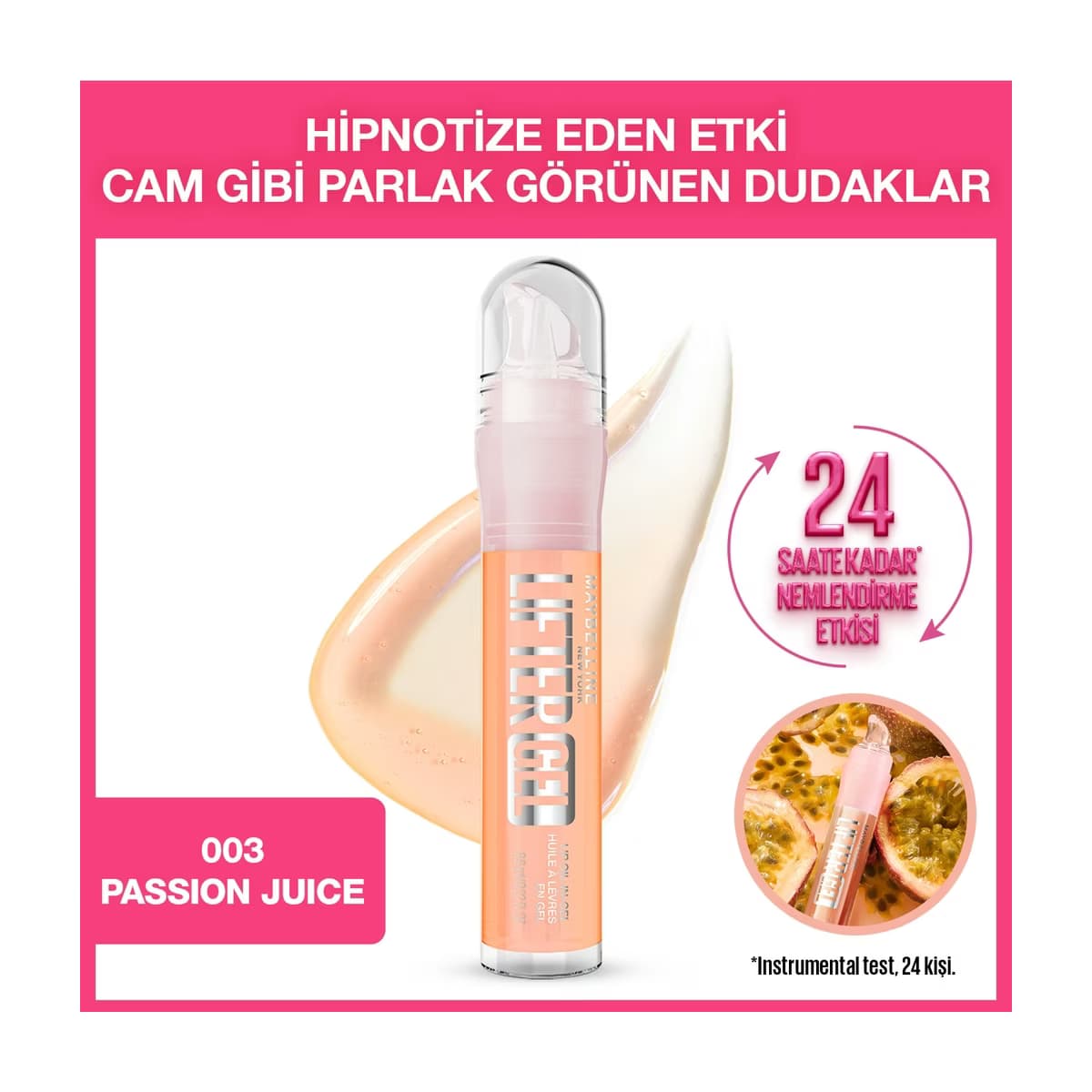 Maybelline New York Lifter Gel Ekstra Parlak ve Nemlendirici Dudak Parlatıcısı 003 Passion Juice