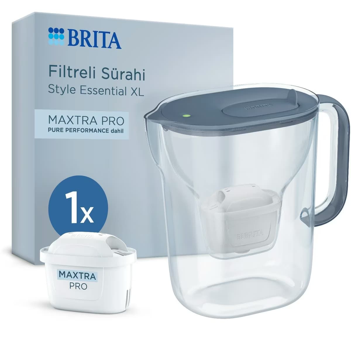 Brita Style Essential XL 1 x MAXTRA PRO Filtreli Su Arıtma Sürahisi Taş Mavisi 3,6 LT