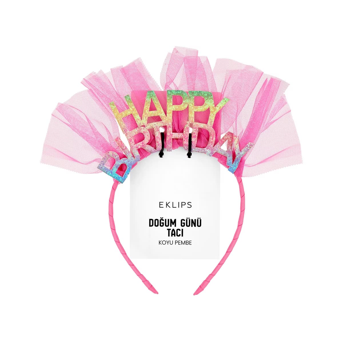 Eklips Doğum Günü Happy Birthday Tacı Koyu Pembe