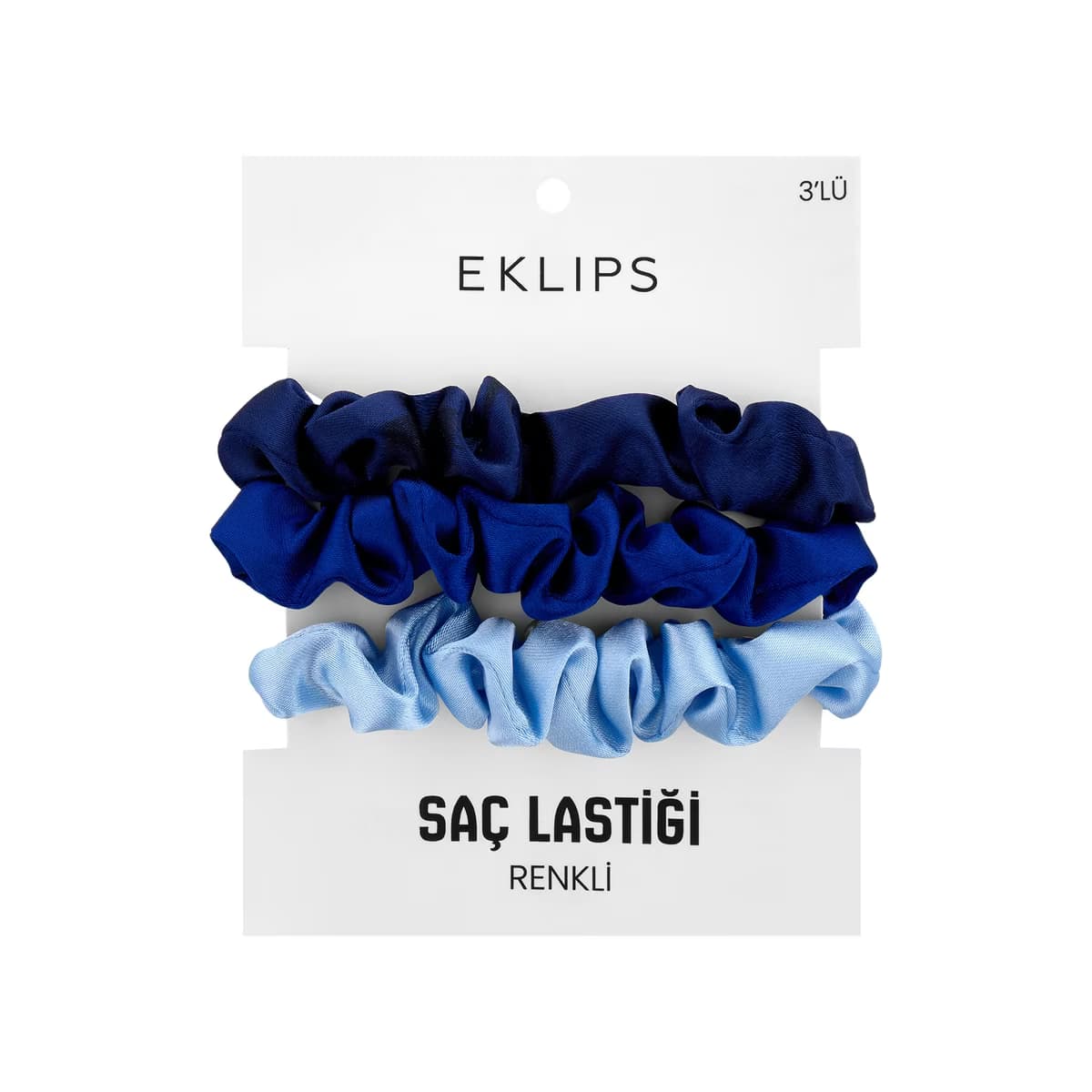 Eklips Saten 3'lü Lastik Toka Mavi