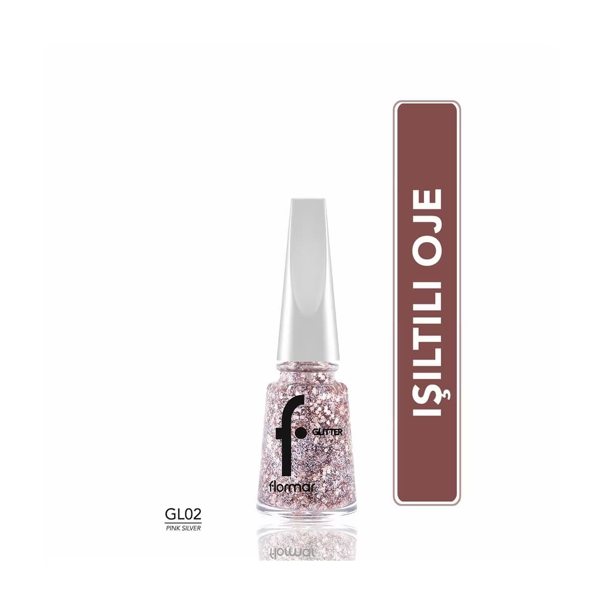 Flormar Glitter Yarı Saydam Simli Oje GL02 Pink Silver - Gratis