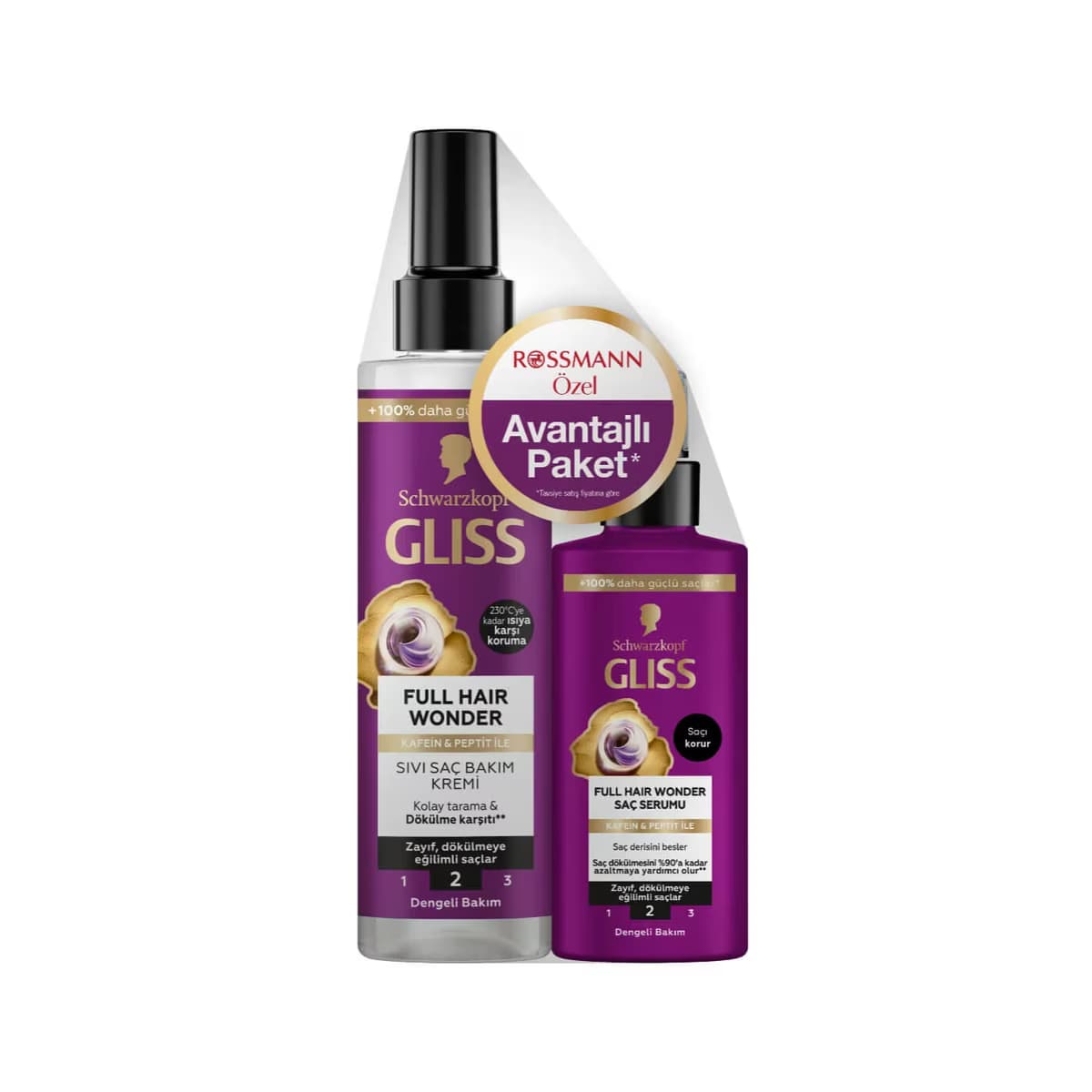 Gliss Sıvı Saç Kremi 200 ml + Serum 100 ml Full Hair Wonder, 1 Adet