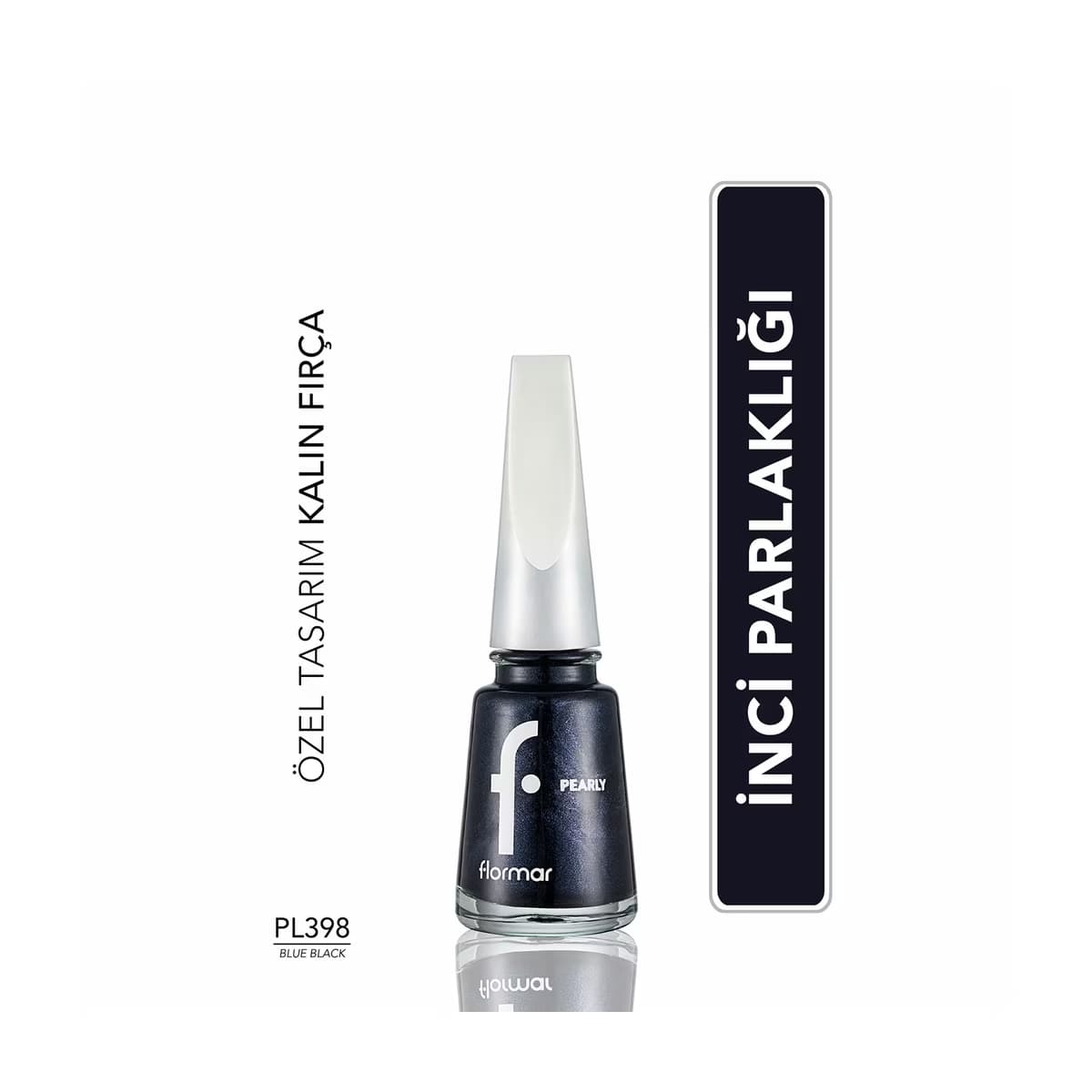 Flormar Pearly Yarı Transparan Parlak Bitişli Sedefli Oje 398 Blue Black
