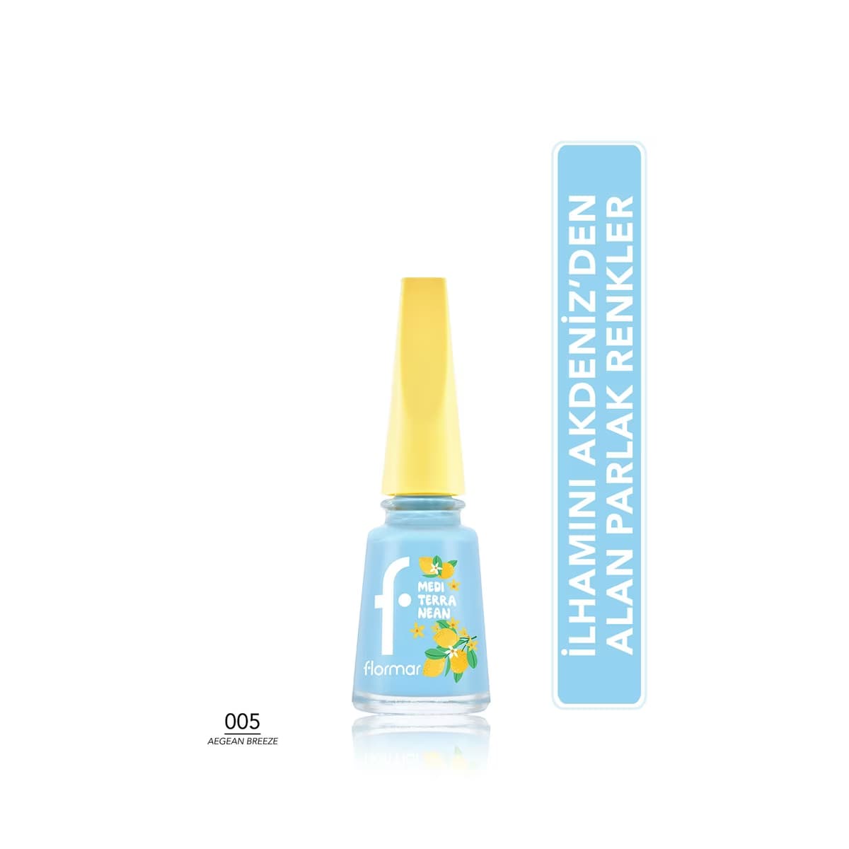 Flormar Mediterranean Yoğun Pigment Parlak Bitişli Oje 005 Aegean Breeze