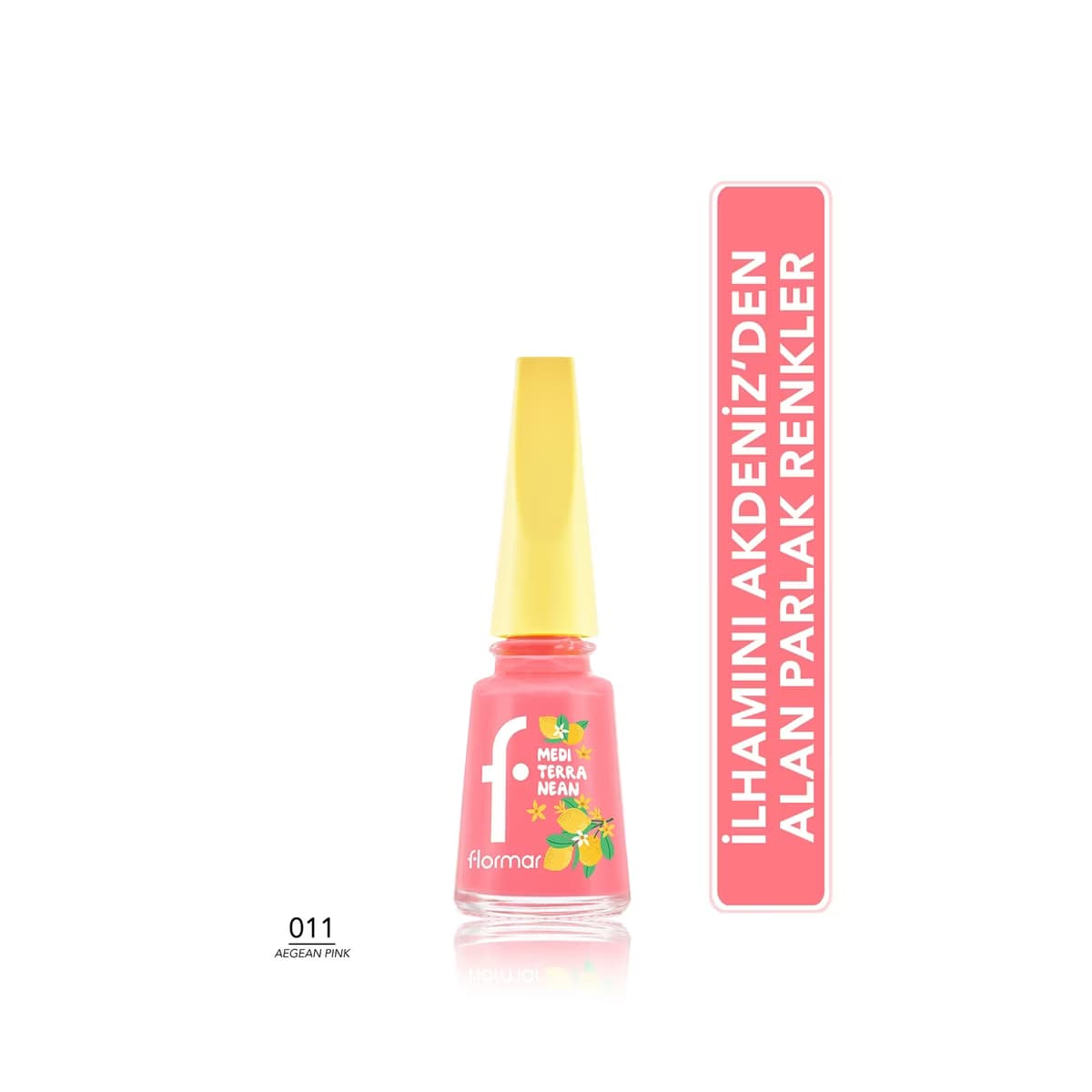 Flormar Mediterranean Yoğun Pigment Parlak Bitişli Oje 011 Aegean Pink