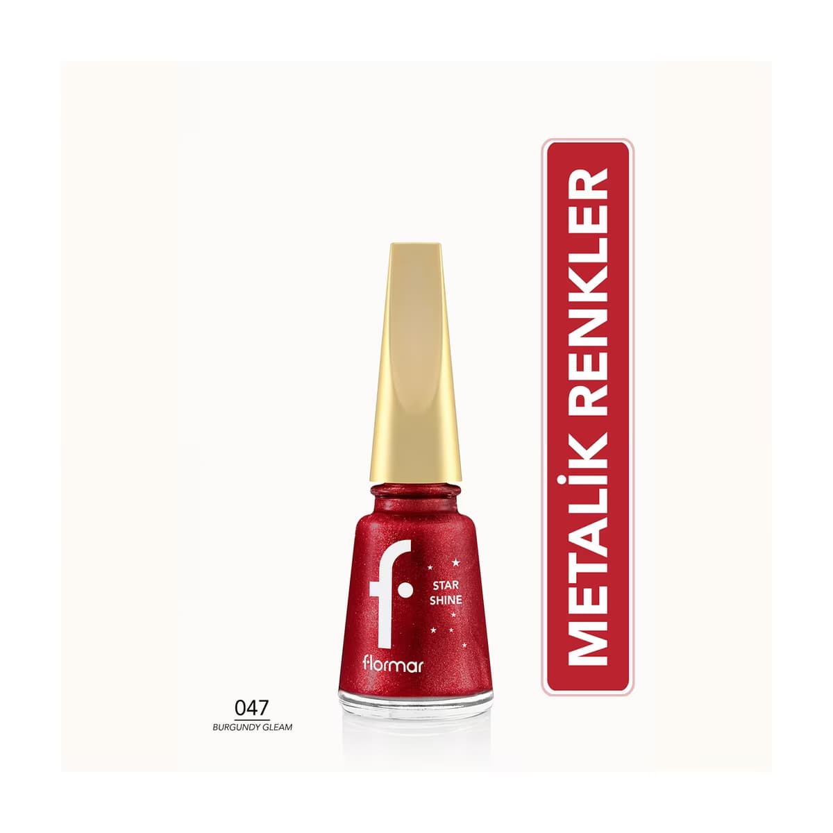 Flormar Star Shine Yoğun Pigmentli ve Metalik Görünümlü Oje 047 Burgundy Gleam