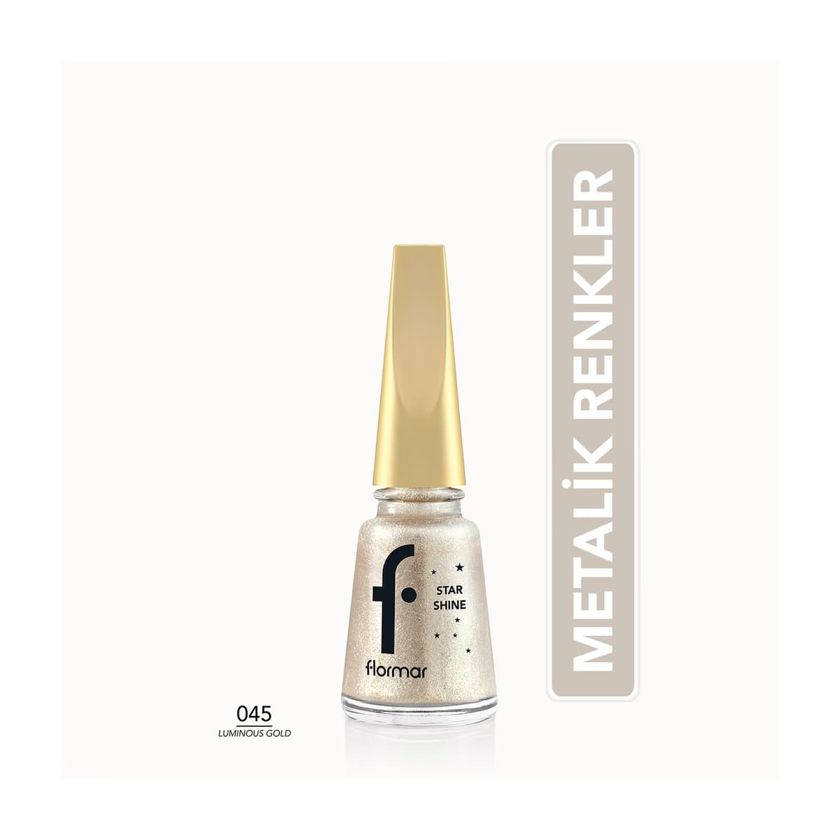 Flormar Star Shine Yoğun Pigmentli ve Metalik Görünümlü Oje 045 Luminious Gold