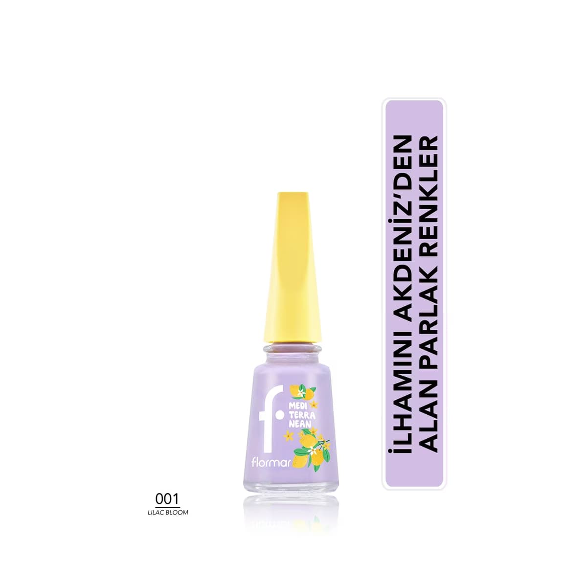 Flormar Mediterranean Yoğun Pigment Parlak Bitişli Oje 001 Lilac Bloom
