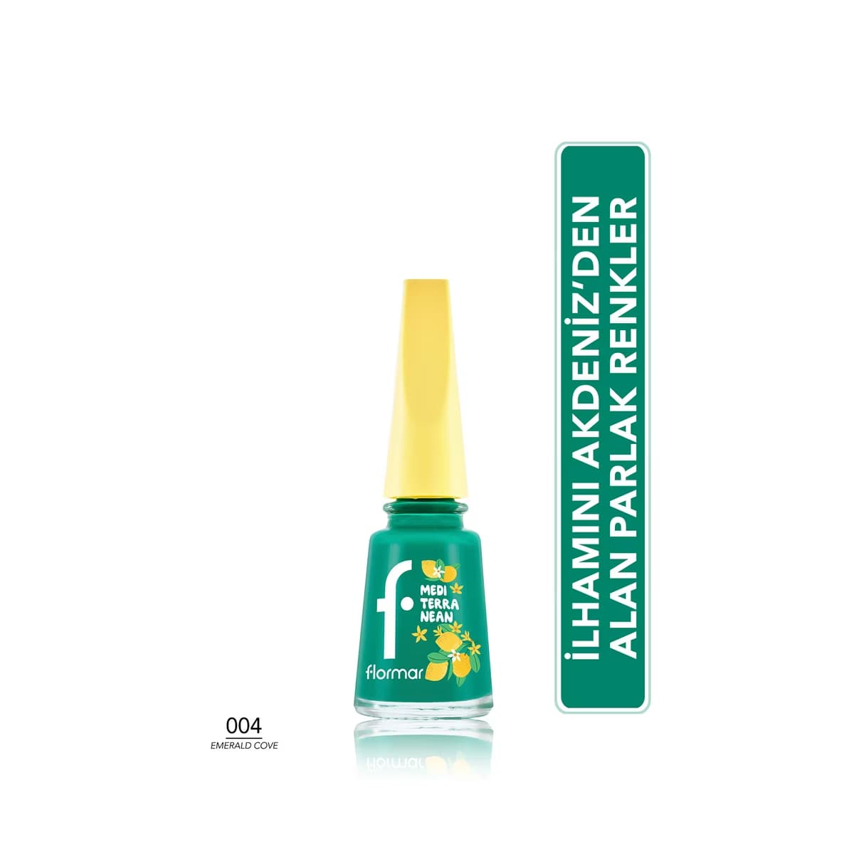 Flormar Mediterranean Yoğun Pigment Parlak Bitişli Oje 004 Emerald Cove