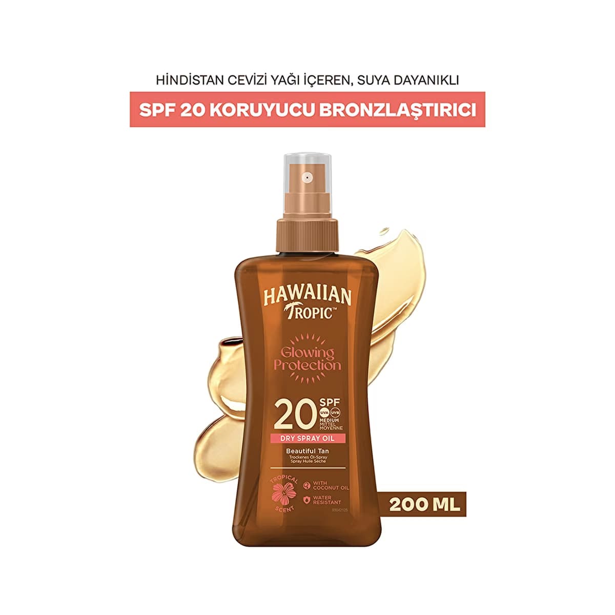 Hawaiian Tropic Glowing Protection Dry Spray Oil SPF20 Koruyucu & Bronzlaştırıcı Yağ 200 ml