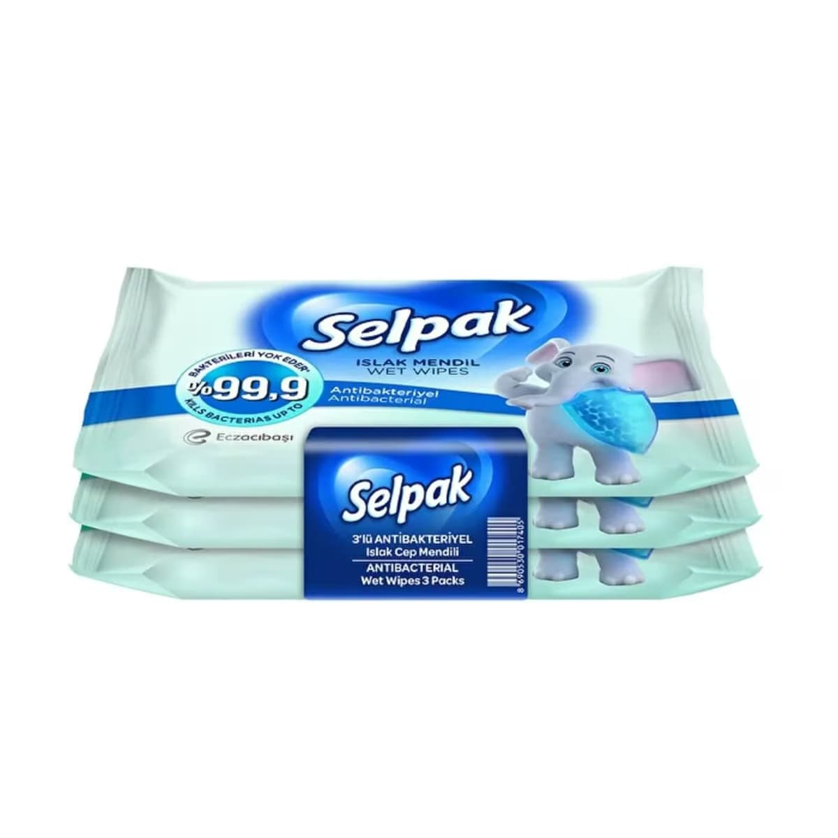 Selpak Islak Cep Mendili Antibakteriyel 3'lü