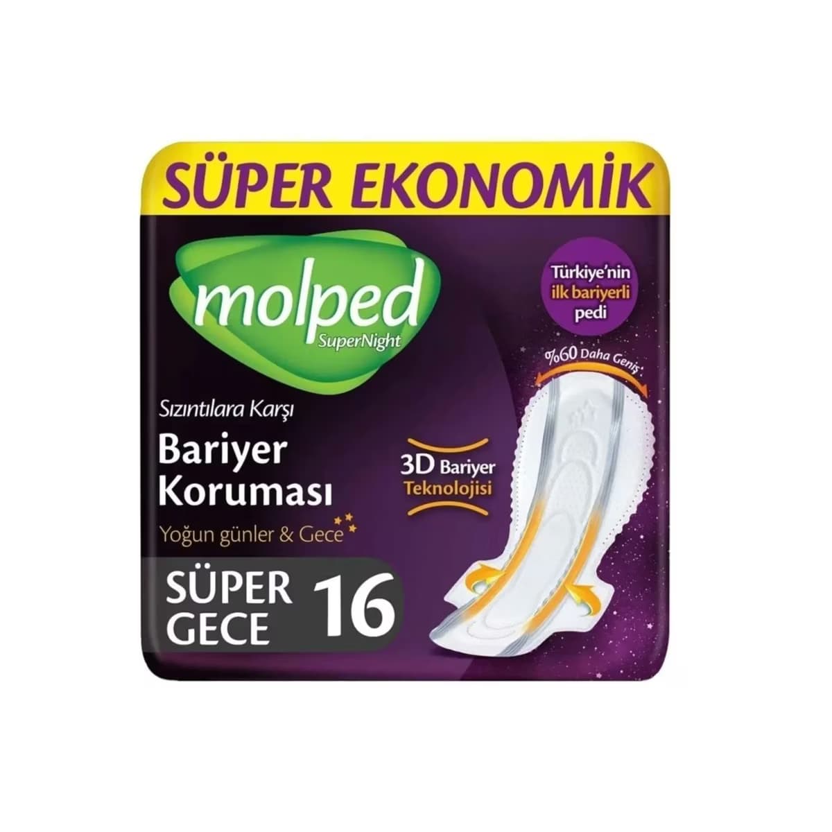 Molped Hijyenik Ped Supernight Gece 16'lı