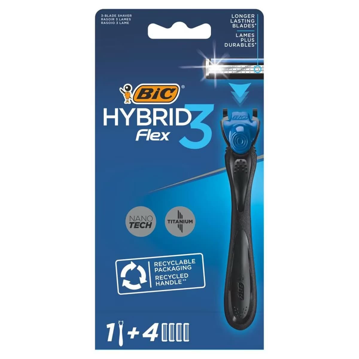 BIC Flex3 Traş Bıçağı Hybrid 3 Bıçaklı 1 Sap 4 Kartuş 1 adet