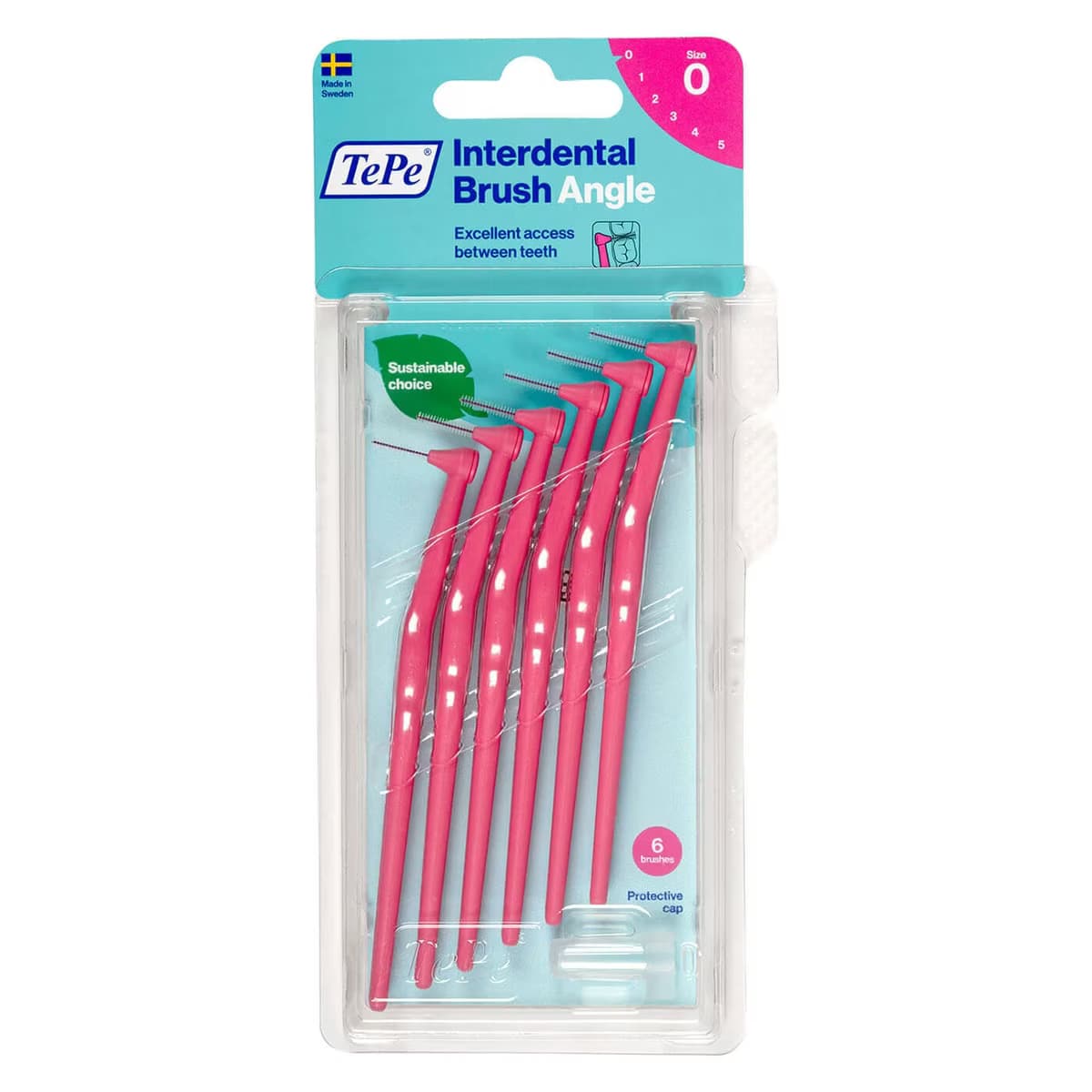 Tepe Arayüz Fırçası Angle Saplı 0.4 mm Pembe 6'lı
