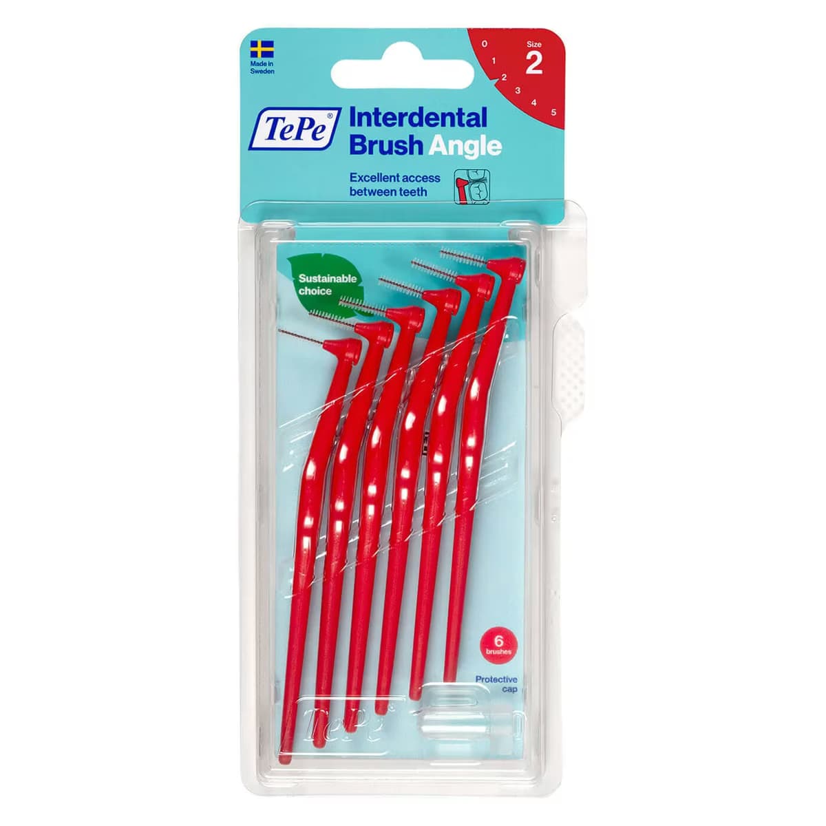 Tepe Arayüz Fırçası Angle Saplı 0.5 mm Kırmızı 6'lı