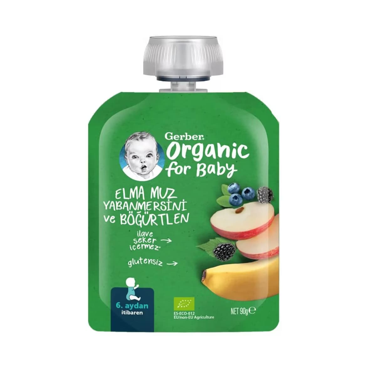Gerber Organik Muz Yaban Mersinli Böğürtlen Elma Püresi 90 gr