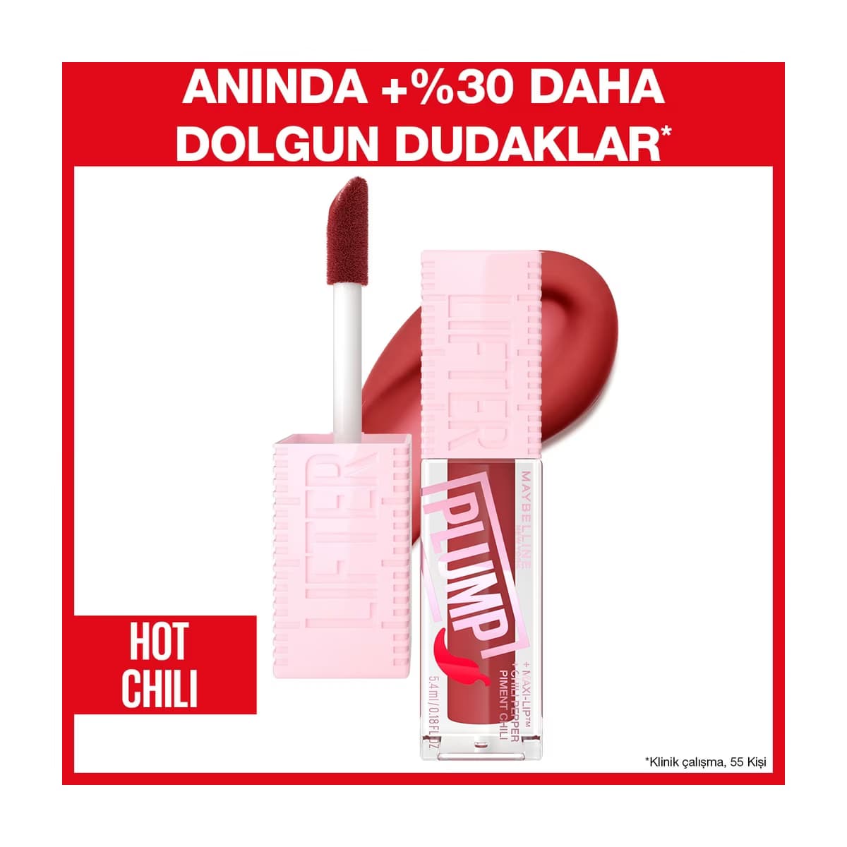 Maybelline New York Lifter Plump Dudak Parlatıcısı 006 Hot Chili - Gratis