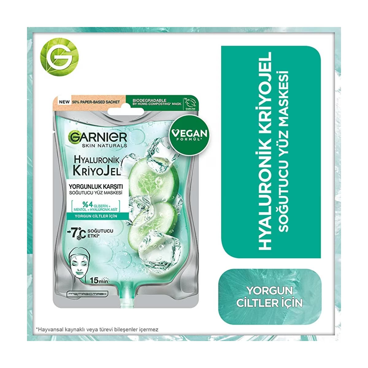 Garnier Hyaluronik Kriyojel Yorgunluk Karşıtı Soğutucu Yüz Maskesi - Gratis