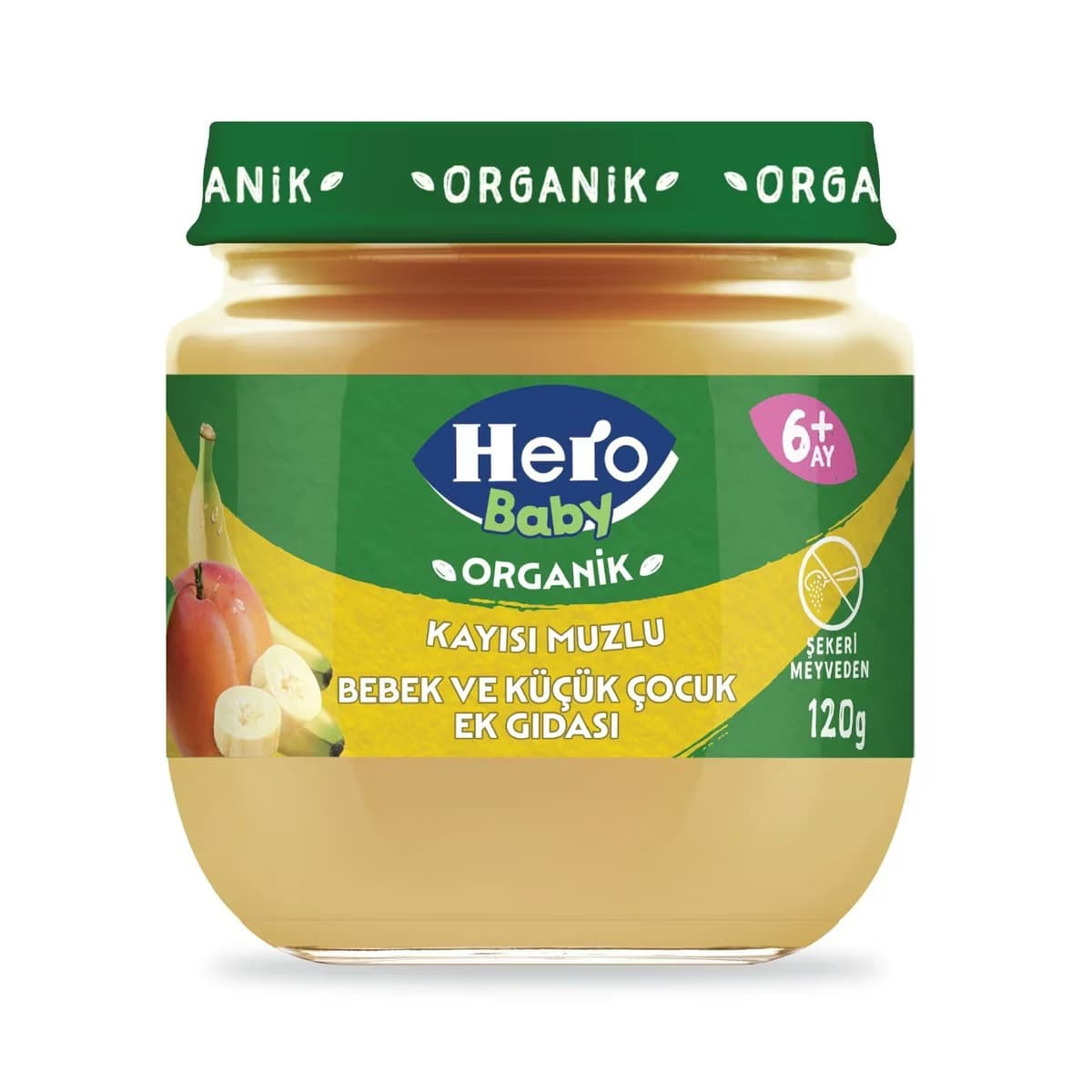 Hero Baby Organik Kayısı Muz Püresi Kavanoz Mama 120 gr