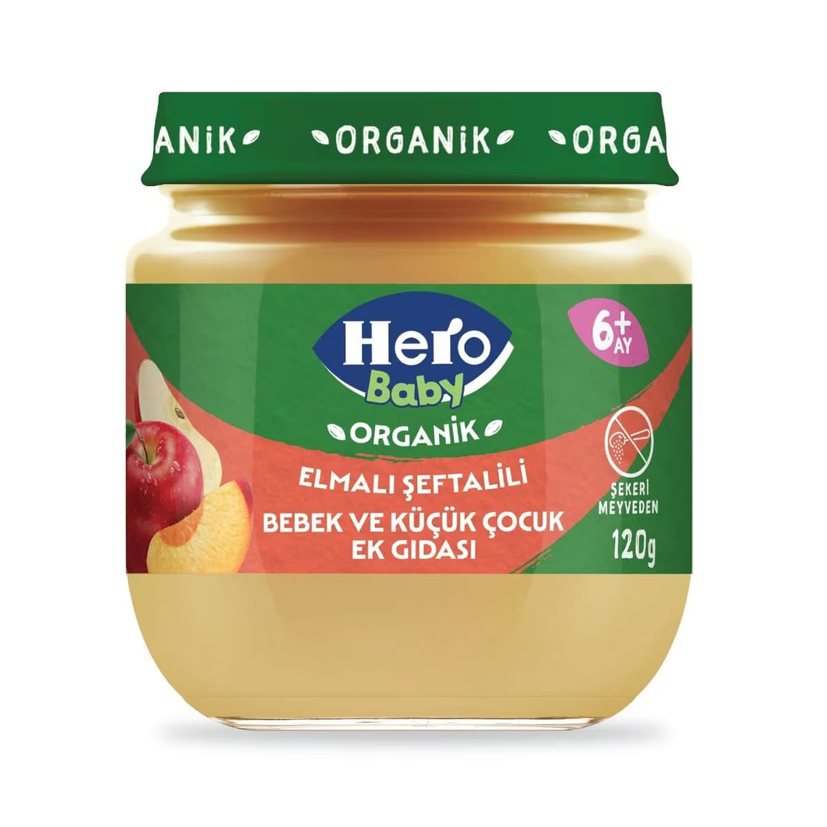 Hero Baby Organik Elma Şeftali Kavanoz Maması 120 gr