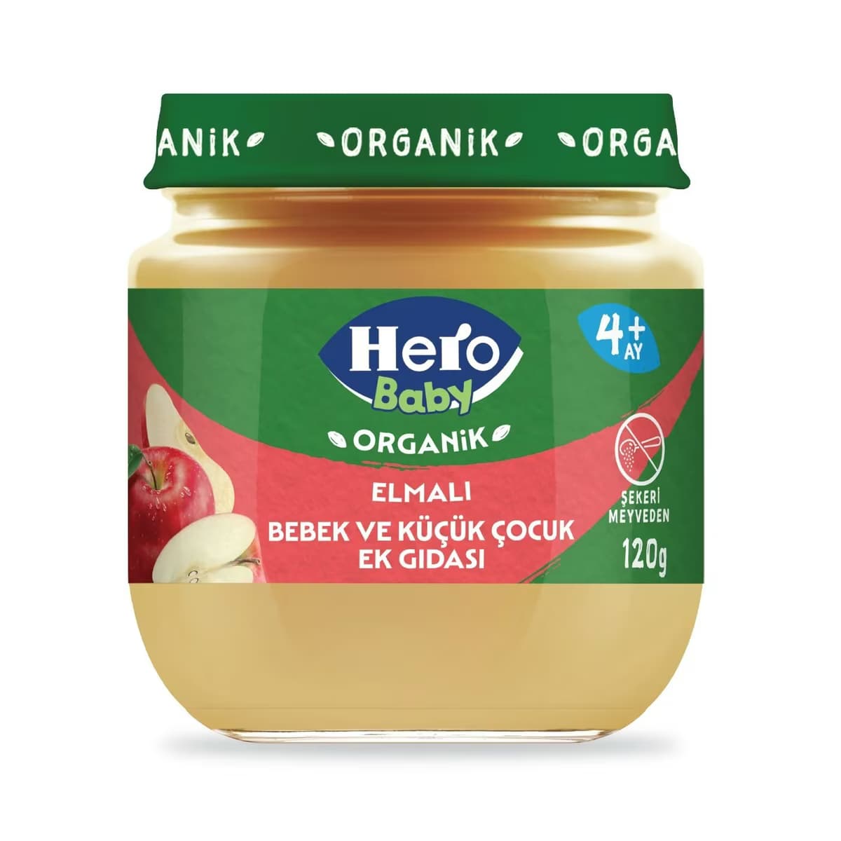 Hero Baby Organik Elma Şeftali Püresi Kavanoz Mama 120 gr