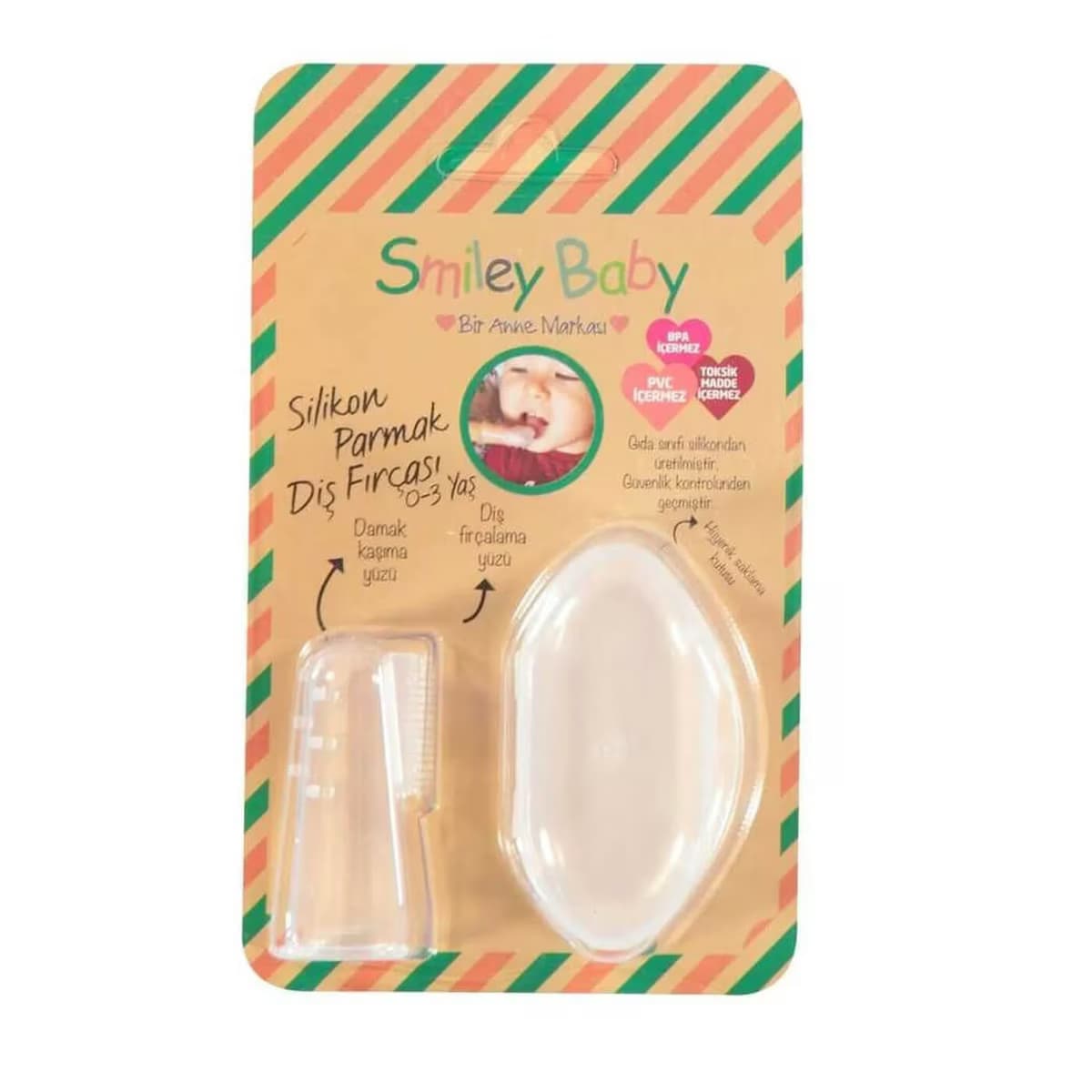 Smiley Baby Şeffaf Saklama Kaplı Parmak Diş Fırçası