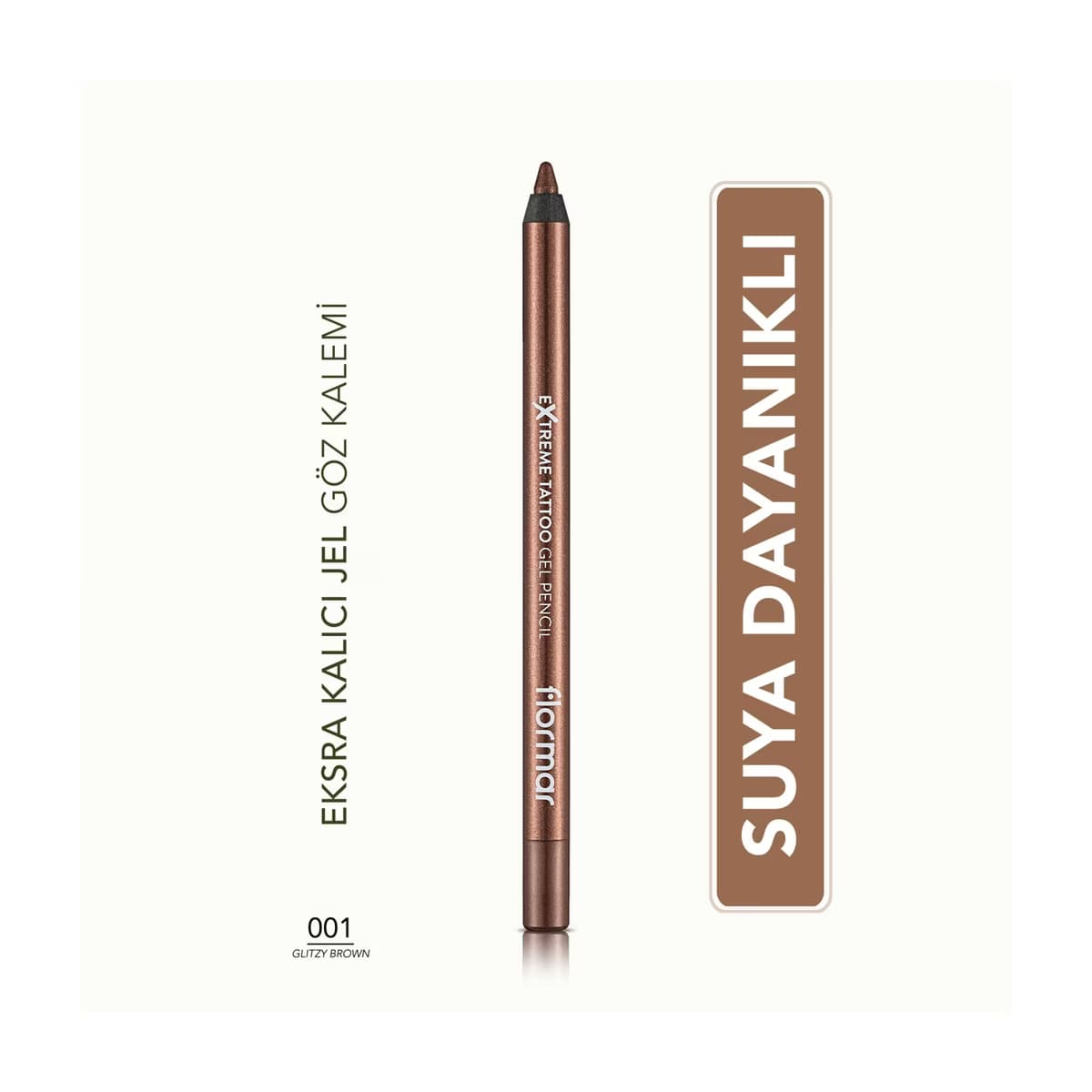 Flormar Extreme Tattoo Ekstra Kalıcı Işıltılı Jel Göz Kalemi 001 Glitzy Brown - Gratis