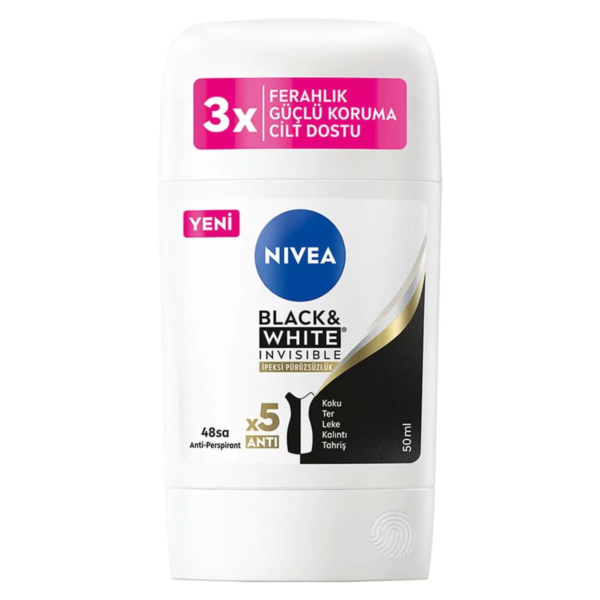 Nivea Stick Deodorant Black&White Invisible İpeksi Pürüzsüzlük Women 50 ml