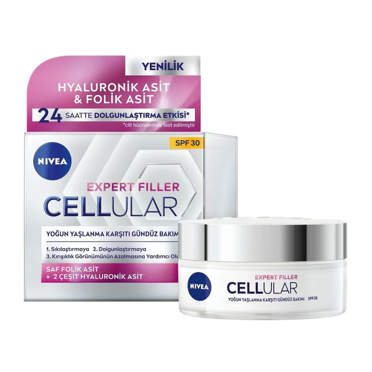 Nivea Cellular Expert Filler Yoğun Yaşlanma Karşıtı Gündüz Bakım Yüz Kremi 50 ml, SPF30