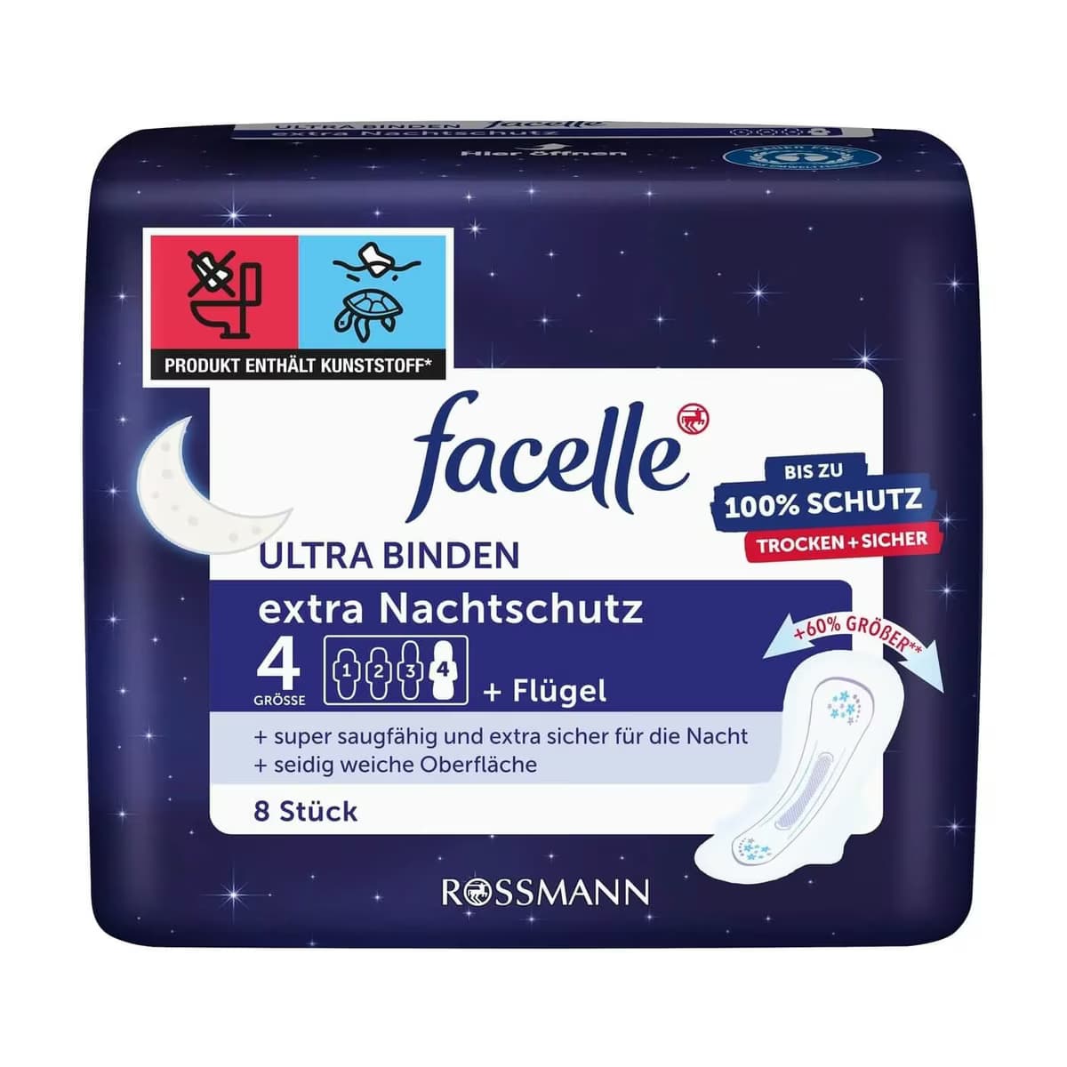 Facelle Ultra Ped Kanatlı Extra Gece Koruyucu 8'li