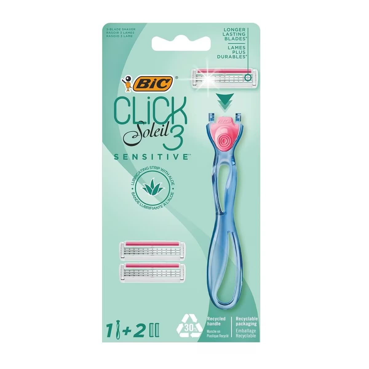 Bic Soleil Click 3 Bıçaklı Sensitive Kadın Tıraş Bıçağı 1 Sap+2 Başlık