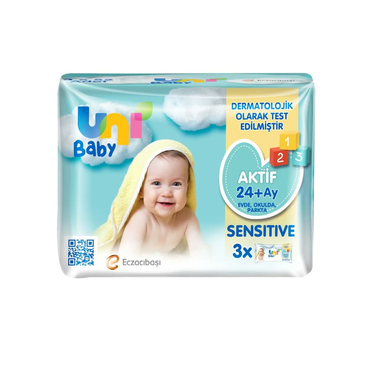 Uni Baby Aktif Sensitive Islak Mendil 24+ Ay 3x52'li