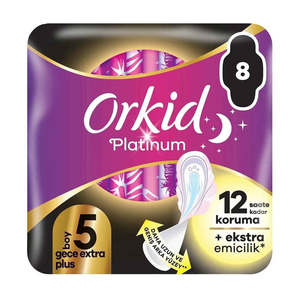 Orkid Platinum Hijyenik Ped Eko Gece Ekstra Plus 8'li
