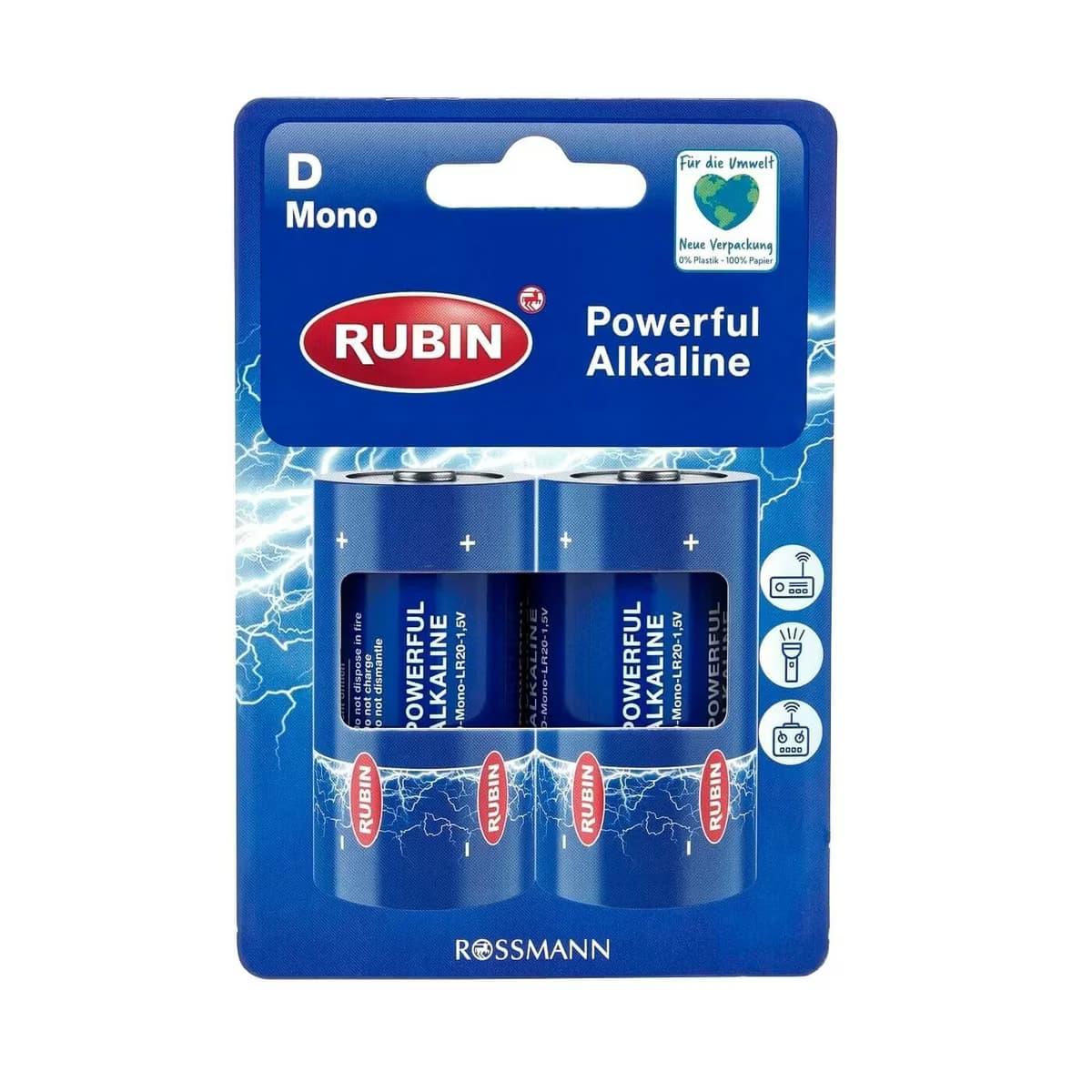 Rubin Mono D Alkalin Pil LR20 1.5V 2'li