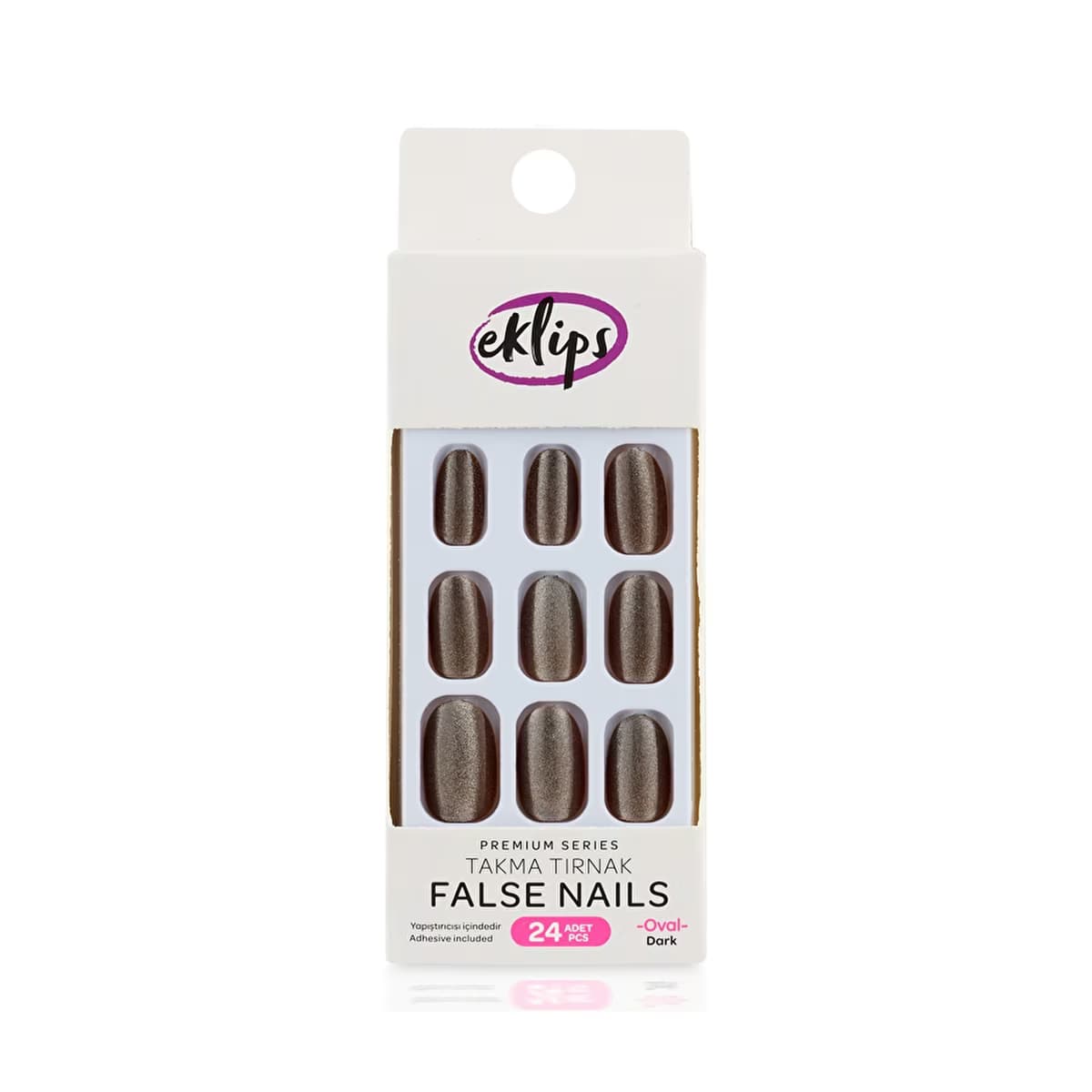 Eklips Takma Tırnak Simli Koyu Renk Oval 24'lü - Gratis