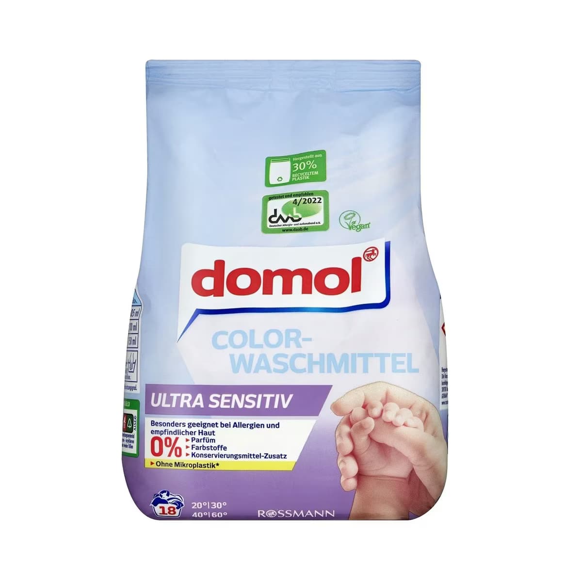 Domol Toz Çamaşır Makinesi Deterjanı Renkli Eco 18 Yıkama Ultra Hassas 1215 gr