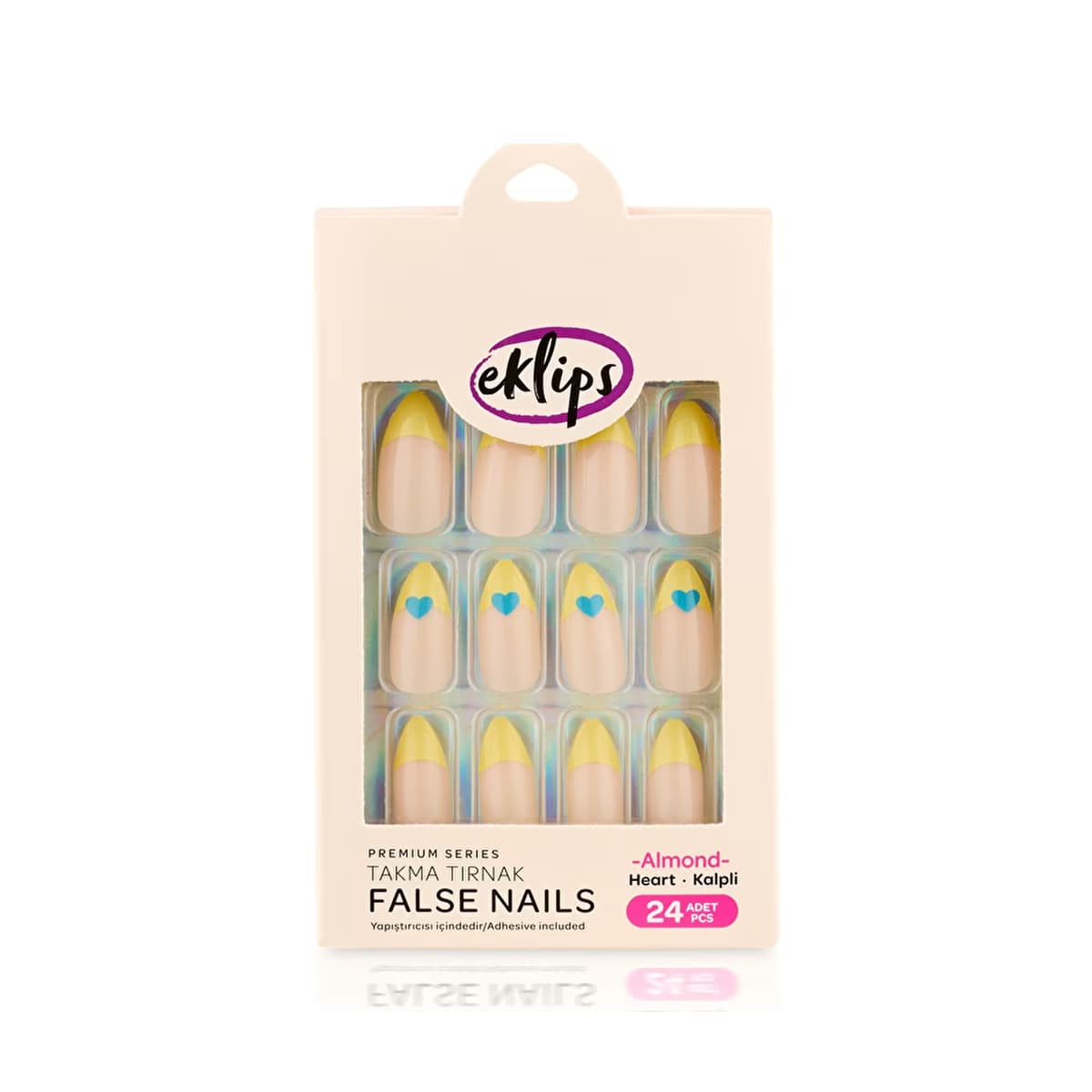 Eklips Takma Tırnak Kalp French Badem 24'lü - Gratis